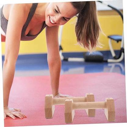 2pcs Ergonomic Pushup Handles Strength Training Stands Wooden Pushup Bar Abdominal Trainer