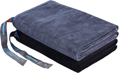 HOPESHINE Gym Towels for Men 20inch X 40inch Women Sweat Large Working Out Microfiber Sports Fast Drying Absorbent Compact Camping, Hiking, Backpacking, Yoga, Travel, Exercise 2-Pack Black+Grey