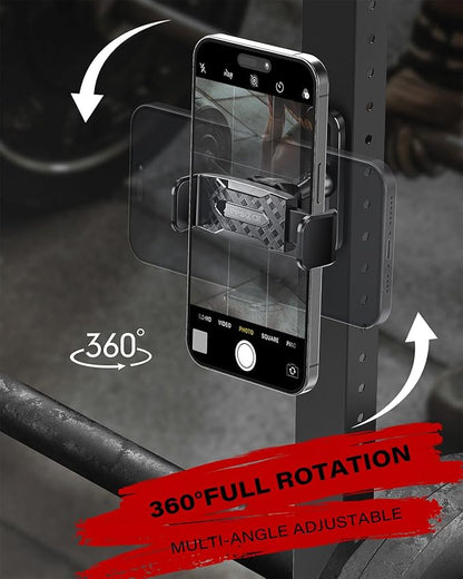 APPS2Car [2 Pack] Gym Magnetic Phone Holder, 360 Adjustable, Compatible with 4.7-6.5" Smartphones, Alloy Base and Joint, Black