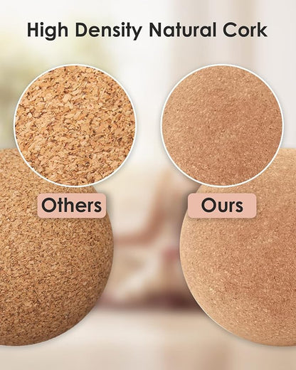 KITWILD Cork Massage Ball, High Density Fine Particles Massage Ball for Deep Tissue Muscle Massage, Myofascial Release, and Yoga Therapy, 2.5 Inch Lacrosse Ball - 2 Pack