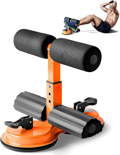 SQUATZ Portable Sit Up Bar Floor Holder with 2 Strong Suction Cups for Abs, Pull Up Bar, Sticky Pad, Adjustable Foot Holder for Thigh, Workout for Office Home Gym for Men and Women, Support 661 lbs