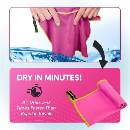 Backpacking Ultralight Quick Dry Microfiber Soft Fast Drying Hand and Face Towel Wash Cloth Camping Yoga Hiking Active Lifestyle Small (Magenta, Small)