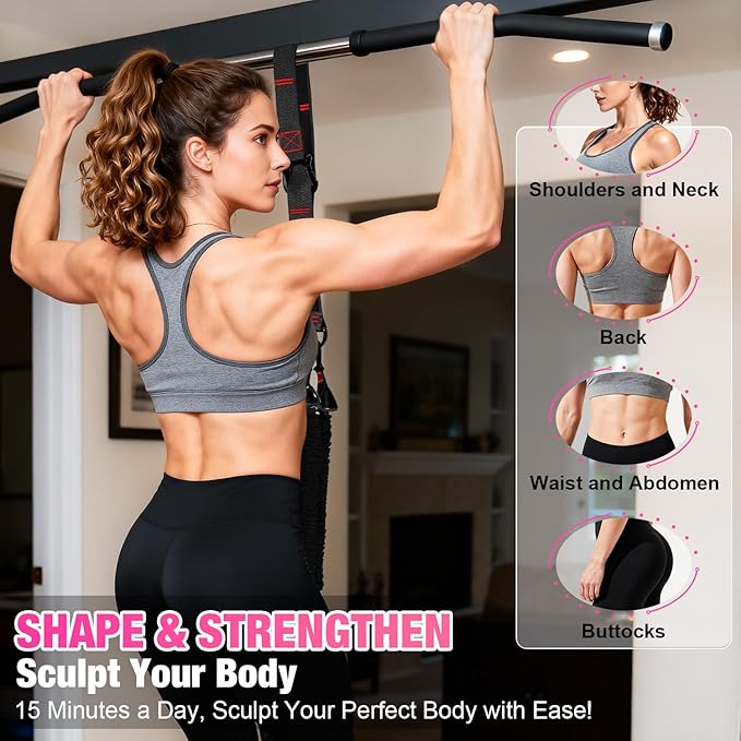 Pull Up Assistance Bands for Women, Heavy Duty Resistance Bands with Handles, Exercise Band with Door Anchor, Workout Band Set for Pull Up Bar, Full Body Sculpting,Muscle Training, Recovery, Home Gym