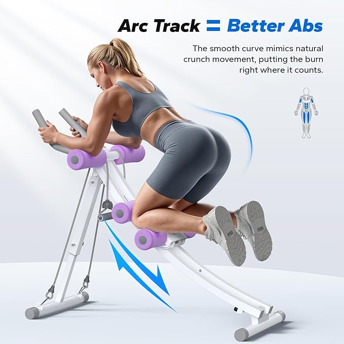 MERACH Dual Track Ab Machine, Adjustable Ab Trainer Machine, Ab Workout Equipment for Home Gym, Ergonomic Arc Track for Better Abs, Foldable Workout Machine for Full Body Workout Home Exercise (Black)