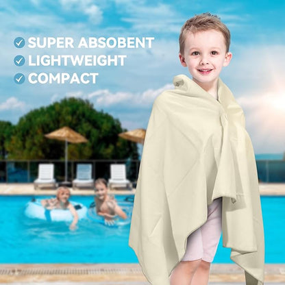 Microfiber Towel Large for Beach, Travel, Swimming, Bath, Pool–Quick Dry, Ultra Compact, Sand Free, Lightweight & Super Absorbent(Off White,60x30 in)