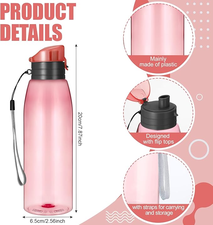 Uiifan 50 Pieces Plastic Water Bottle Bulk 17 oz Sports Drink Bottles with Handle Strap Flip Top Reusable Leakproof for Adults Travel Cycling Camping Hiking Gym Fitness