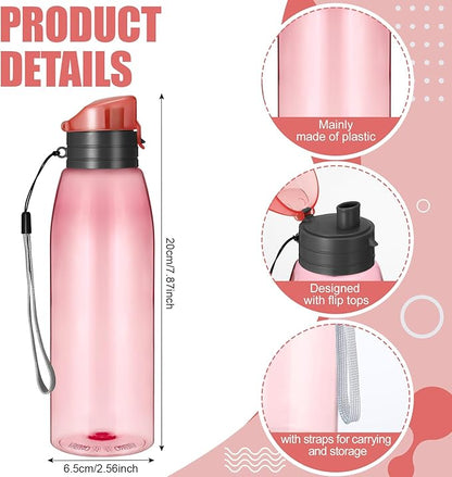Uiifan 50 Pieces Plastic Water Bottle Bulk 17 oz Sports Drink Bottles with Handle Strap Flip Top Reusable Leakproof for Adults Travel Cycling Camping Hiking Gym Fitness