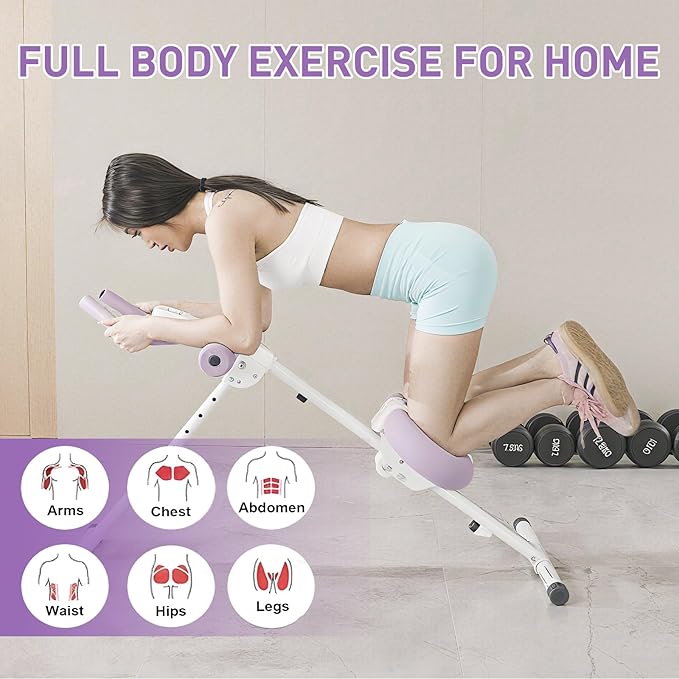 CRYSTAL FIT Ab Machine, Ab Workout Equipment Abdominal Trainer, Adjustable Abdominal Exercise Machine at Home Gym for Stomach Workout with LCD Monitor