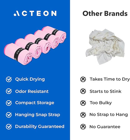 Acteon Microfiber Gym Towels 5 Pack – Quick Dry, Silver ION Odor-Free, Super Absorbent Sweat Towels for Women, Workout, Yoga, Pilates, Tennis, Running, Swimming, Travel – 16x30.5 Inch (Lavender Rose)