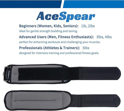 AceSpear Ankle Weights Sets for Men Women Kids 1lb 2lb 3lb 4lb 5lb Leg Weights Arm Wrist Weights Gym for Foot Exercise Training Workout Walking Jogging Yoga