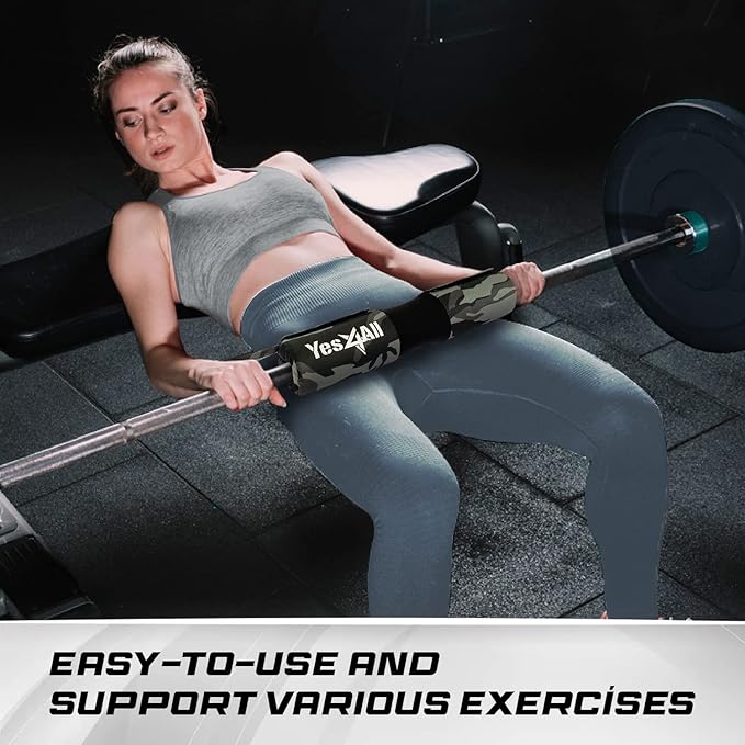 Yes4All Ergonomic Foam Bar Pad, Olympic Barbell Squat & Neck Pad for Squats, Hip Thrusts & Weight Lifting Bar