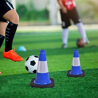 6 Pack 12 Inch Blue Reflective Traffic Cones, Black Base Mini Safety Cones for Event Setup, Reserved Parking, and School Activities (6, Blue, 12 Inch)