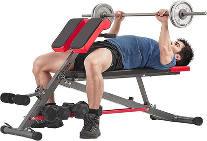 VEVOR Multi-Functional Weight Bench for Full Body Workout, Roman Chair Hyperextension Bench, Adjustable & Foldable Equipment for Back Arm Core Ab Workout, Sit Up Exercise Machine for Home Gym