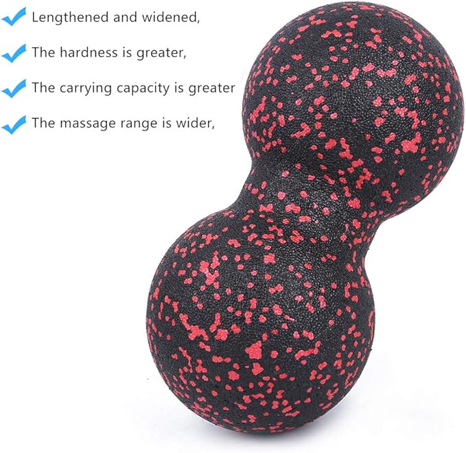 VINGVO Peanut Massage Ball, 24x12cm EPP Sports Massager Fitness Yoga Ball Massage Ball for Back Massage Acupuncture Points Massaging Equipment for Massaging Neck, Arms, Calves (Black) (Red and Black)
