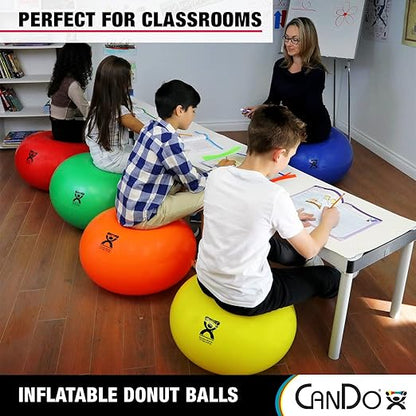 CanDo 30-1954 Donut Swiss Stability Ball for Yoga, Pilates and Balance Training, 30" Diameter, Red