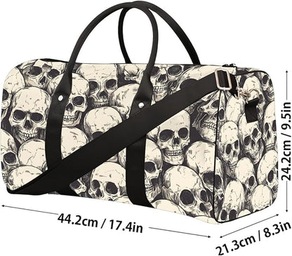 Travel Duffel Bag Gothic Vintage Skull Waterproof Sport Gym Bag Foldable Travel Bag Overnight Bag Weekender Bag Handbag Sports Duffle Bags for Girls Women Men Boys