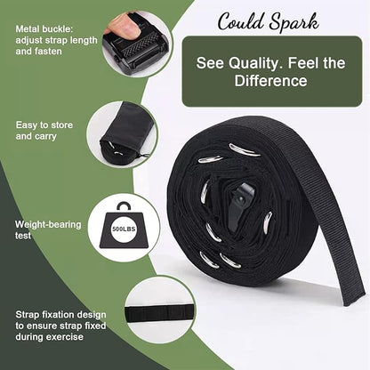 Multi Loop Door Anchor Strap for Resistance Bands, 16.4ft Heavy Duty Anchor System with Multiple Loops, Punch-Free Workout Strap with Storage Bag for Home Gym, Full Body Training & Physical Therapy