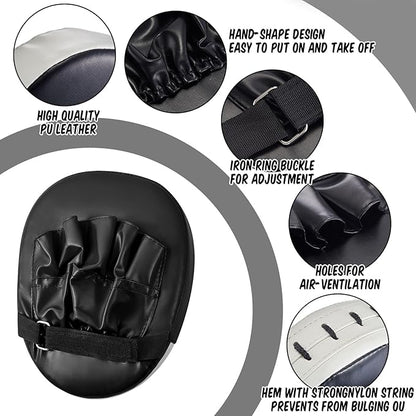 Poen 7 in 1 Taekwondo Kick Pad Boxing Training Equipment Punching Mitts Martial Arts Wrist Band Adjustable Soft Pads Set for Karate Muay Thai MMA Training