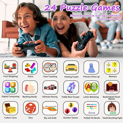 Smart Watch for Kids Toys for Girls Ages 4-12 Years Old, Kids Smart Watch Girls Toys with 24 Puzzle Games HD Touch Screen Camera Alarm Clock Birthday Gift for 6 7 8 9 Year Old Girl