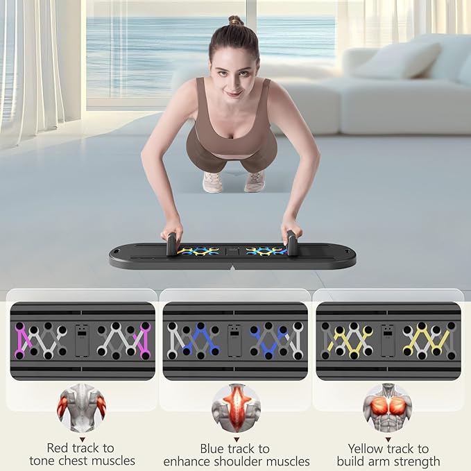 Pilates Board Pilates Reformer Set, Multifunctional Pilates Board for Home Workout, Foldable Abs Core Trainer Board,Pilates Board for Women, Men & Beginners for Full-Body Workouts