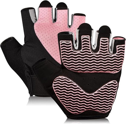 Workout Gloves for Women - Breathable Weight Lifting Gloves with Non-Slip Silicone Padding, Fingerless Gym Gloves for Cycling, Rowing, Pull Ups & Training (4 Sizes)