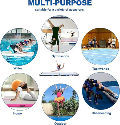 FBSPORT Inflatable Air Gymnastics Mat Training Mats 4/8 inches Thickness Gymnastics Tracks for Home Use/Training/Cheerleading/Yoga/Water with Pump