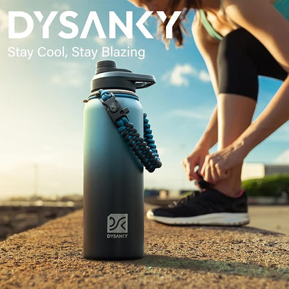 Insulated Water Bottle | Thickened Stainless Steel Vacuum Metal | Portable Sports Water Jug for Gym and Hiking with Straw, Carrier Bag, Handle Strap | BPA-Free 40 oz, Pink