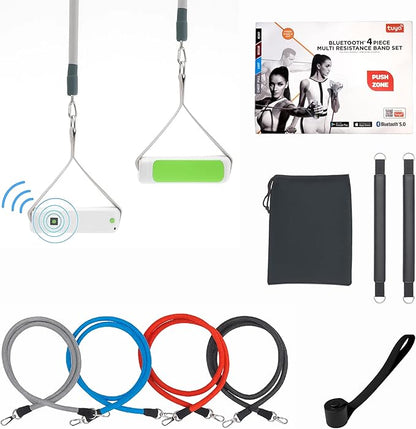PushZone Resistance Bands Set, Smart Resistance Bands Set, Exercise Bands with Handles, Fitness Bands, Workout Bands with Door Anchor and Ankle Straps, Physical Therapy, Shape Body, Home Workout Set