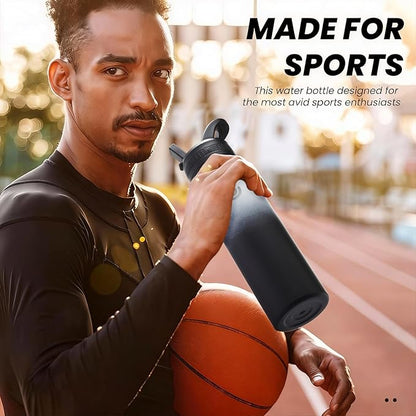 COKTIK 22oz Sports Water Bottle, Stainless Steel Water Bottle for Insulated, Reusable Travel Bottle, With Straw,With Handle Grip for Easy Carrying, Suitable for Cycling,Outdoor Vacations(Day&Night)