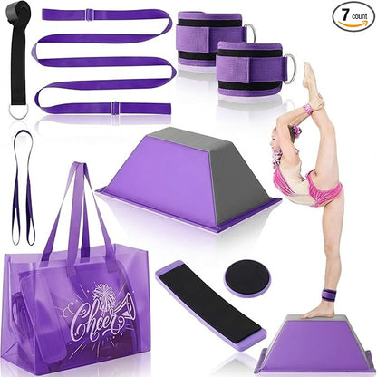 7pcs Cheer Flyer Training Set for Home Practice, Cheer Stand Kit with Balance Trainer, Stretch Strap, Rotating Board & Ankle Support, Safe Cheerleading Equipment for Beginners & Athletes