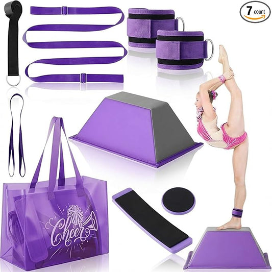 7pcs Cheer Flyer Training Set for Home Practice, Cheer Stand Kit with Balance Trainer, Stretch Strap, Rotating Board & Ankle Support, Safe Cheerleading Equipment for Beginners & Athletes