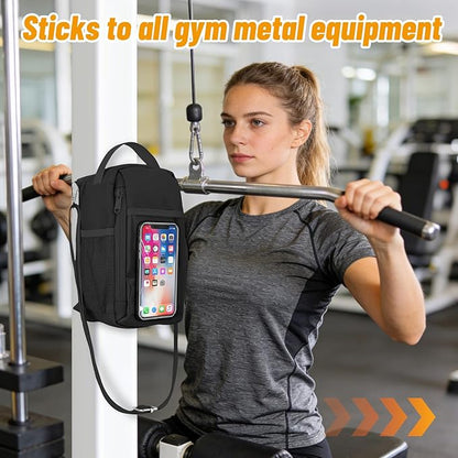 Magnetic Gym Water Bottle Bag with Strong Magnet Holder for Men and Women, Small Carrying Pouch for Phone Keys and Earbuds, Secure Metal Attachment for Gym and Sports Use