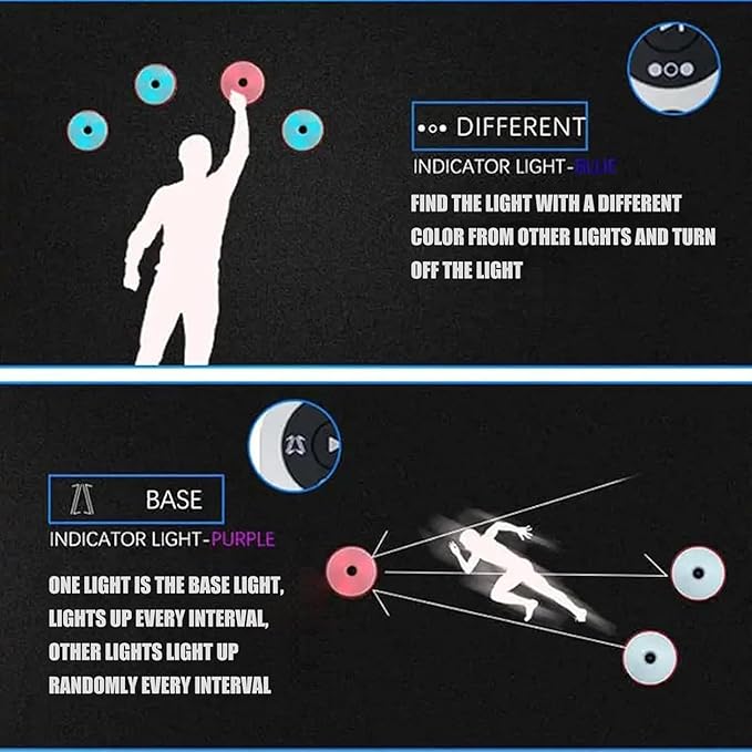 Reaction Training Light, 6 Lights Agile Reaction Speed Training Equipment, Portable Reaction Training Light, 4 Modes & 4 Light Color, for Football, Boxing, Fitness, Sports Training
