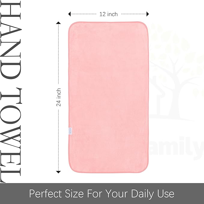 Cosy Family 6 Pack Ultra Soft Microfiber Absorbent Hand Towel, Silk Hemming Towels for Bathroom - Quick Drying - Perfect for Bath, Fitness, Gym, Shower, Hotel, and Spa - 16x28 Inch, Pink