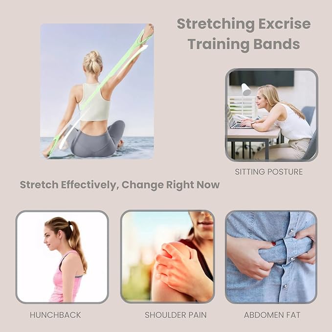 Figure 8 Resistance Band with Handles, Silicone Exercise Bands for Physical Therapy, Arm Shoulder Back Chest Workout, Portable Home Fitness Stretching Equipment for Yoga & Pilates