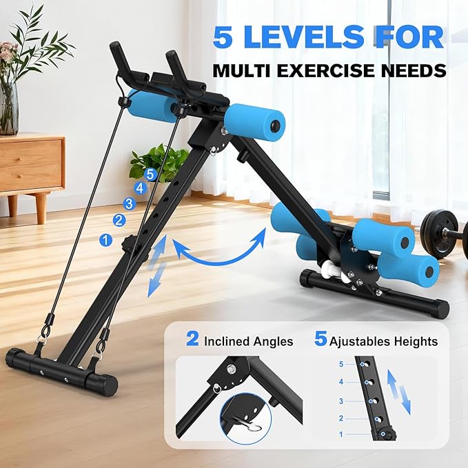 DERACY Ab Workout Machine Adjustable Ab Trainer Abdominal Trainer for Home Gym Foldable Ab Crunch Machine for Core 440 LBS