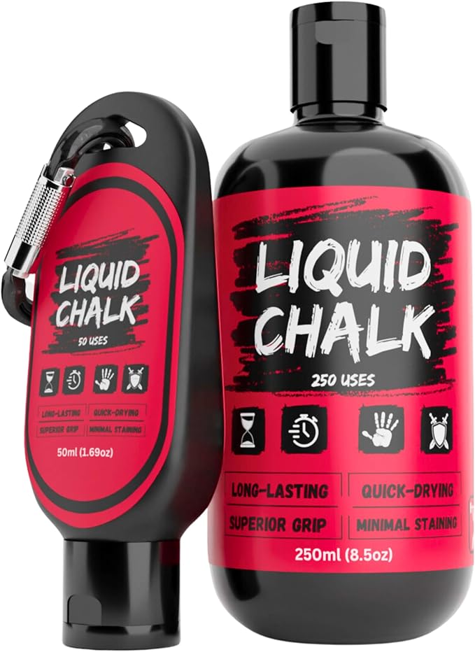 PowerGrip Liquid Chalk Kit Gym Chalk for Weight Lifting, Rock Climbing, Pole Grip, Bouldering, Powerlifting, Ball, Gymnastics, Sports, and Workout- Cheer (250ml + 50ml Kit)