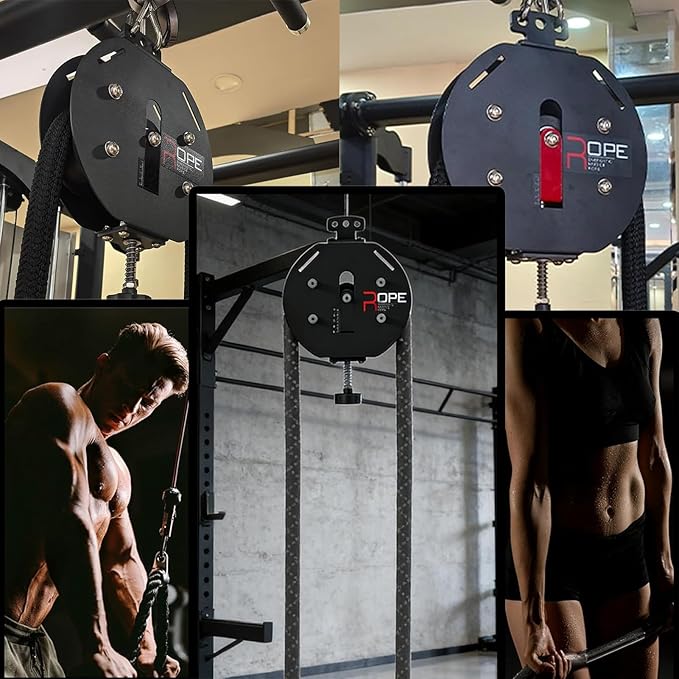 Endless Rope Trainer & Cable Pulley System for Home Gym - Adjustable Resistance Suspension Trainer with Premium Nylon Rope for Full-Body, Arm, Back, and Grip Exercise