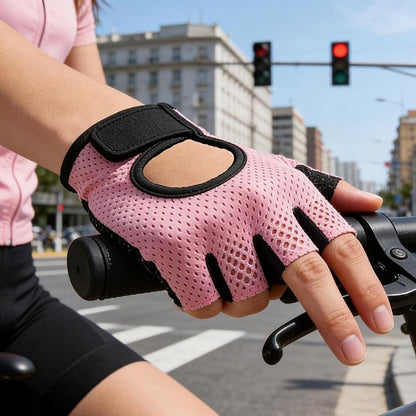 IZUS Anti-Slip Fingerless Workout Gloves for Women Gym/Exercise/Fitness/Training/Cycling with Excellent Grip/Cushion-Pads