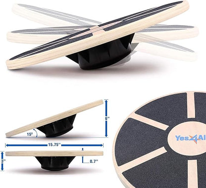 Yes4All Versatile Wooden Wobble Balance Trainer Board with 360 Degree Rotation