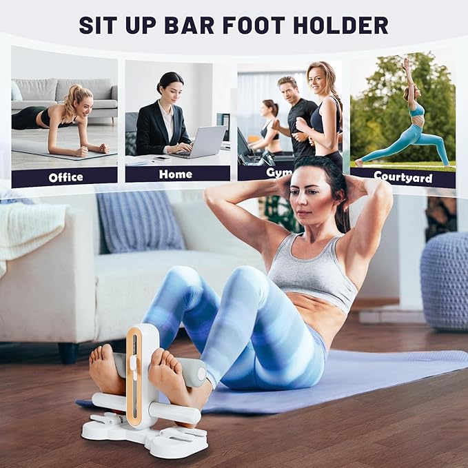 Sit up Bar Foot Holder Heigh Adjustable, Portable Sit Up Exercise Equipment with 2 Strong Suction Cups, Ab Machine for Home Workout for Men and Women