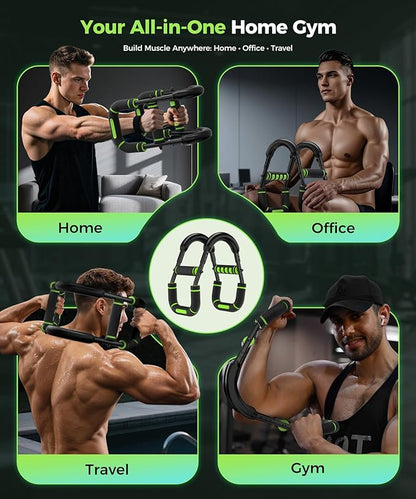 Twister Arm Trainer, Adjustable 5 Resistance Levels (40-130 lbs) Chest & Arm Workout Equipment for Men & Women, Ergonomic Home Gym Strength Trainer with Anti-Slip Handles & Carry Bag (Green)