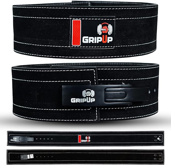 Powerlifting Belt for Weightlifting Lever Buckle Leather Gym Belt 10mm Thick 4-Inch Lumbar Back Support for Men & Women Ideal for Bodybuilding Deadlifts and Strength Training GP-005