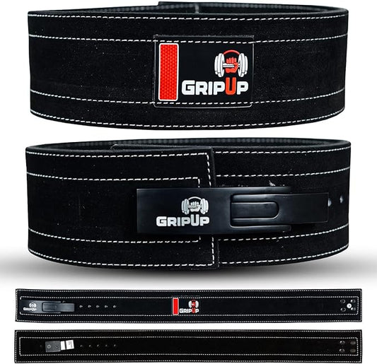 Powerlifting Belt for Weightlifting Lever Buckle Leather Gym Belt 10mm Thick 4-Inch Lumbar Back Support for Men & Women Ideal for Bodybuilding Deadlifts and Strength Training GP-005