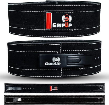 Powerlifting Belt for Weightlifting Lever Buckle Leather Gym Belt 10mm Thick 4-Inch Lumbar Back Support for Men & Women Ideal for Bodybuilding Deadlifts and Strength Training GP-005