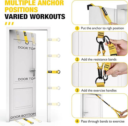 Resistance Bands with Handles, Exercise Bands with Door Anchor for Working Out, Home Gym Workout Equipment for Push Downs, Tricep, Biceps, Arms, Back, Chest, Abs, Shoulder Training