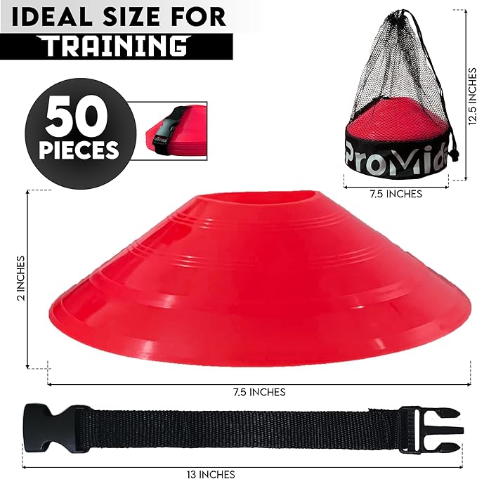 Disc Soccer Cones for Training Kids - 200,100,50 Small Plastic Cones for Sports Training - Flexible Conos for Soccer Practice Equipment, Basketball & Football Drills Equipment