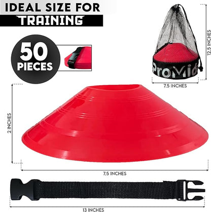Disc Soccer Cones for Training Kids - 200,100,50 Small Plastic Cones for Sports Training - Flexible Conos for Soccer Practice Equipment, Basketball & Football Drills Equipment