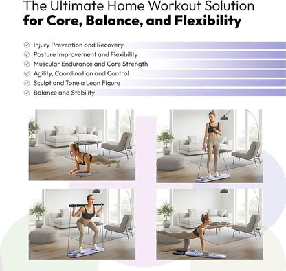 Pilates Reformer Equipment Board - 6 in 1 Portable Foldable Reformers Machine Kit for Home Workouts Pilates Flow & Ab Exercise - Multifunctional Folding Fitness Workout Set with Slider for Women