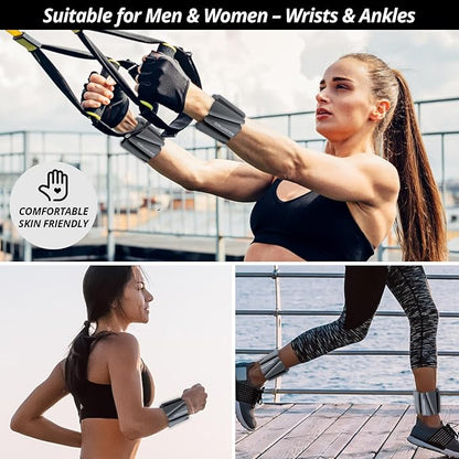 Wrist & Ankle Weights, Adjustable Bands for Women & Men Workouts, Set of 2 – 2lb or 4lb (1lb or 2lb each strap) Ideal for Runs, Jogs, Walks, Yoga, Dance, Pilates, Cardio, Aerobics, Strength Training